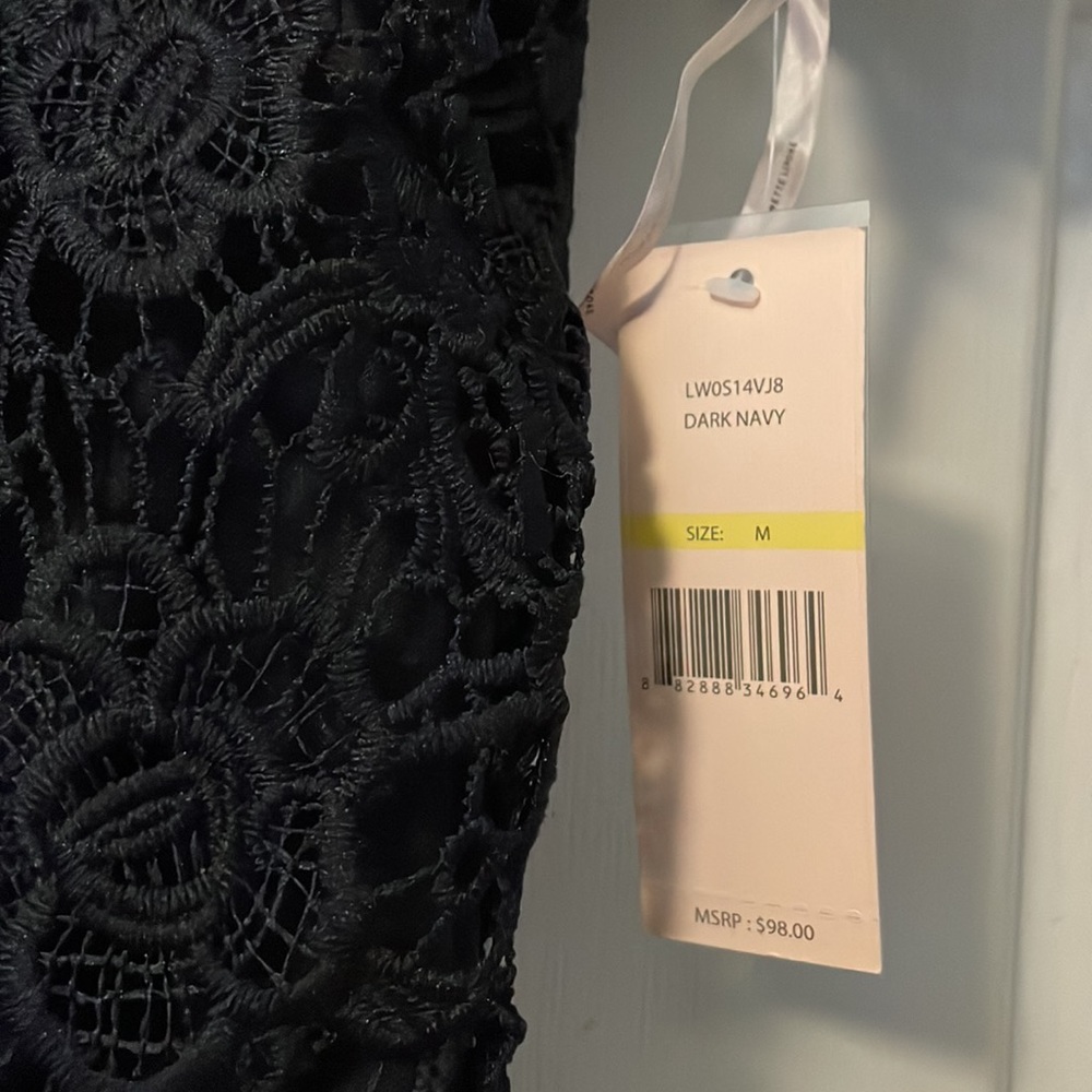 Anthropologie Nanette Lepore Embroidered Crochet Laced Dark Navy Shirt - Picture 3 of 8